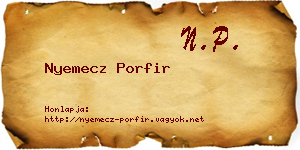 Nyemecz Porfir névjegykártya